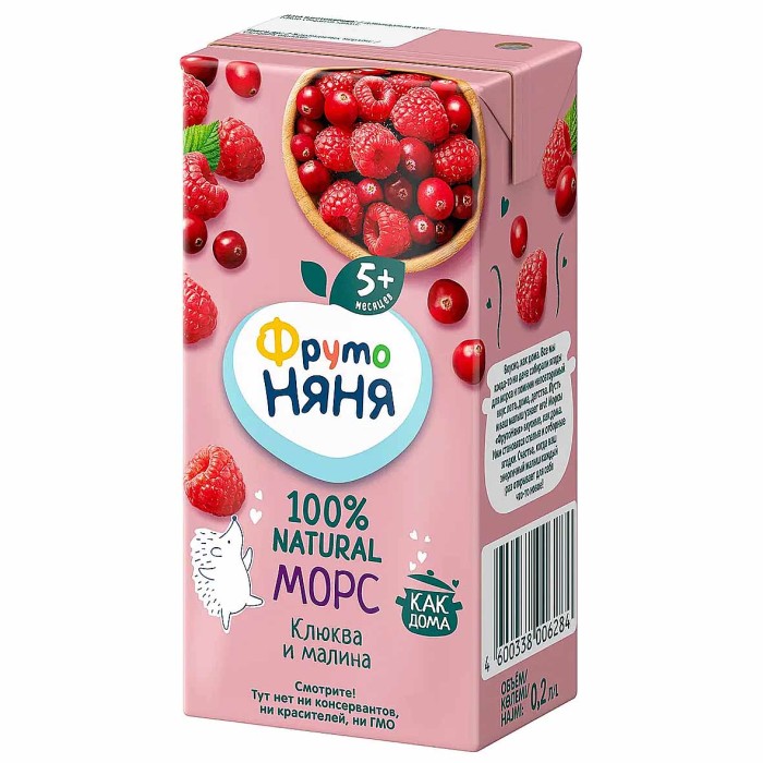 Морс Фруто Няня клюква-малина 5+ 200мл т/п