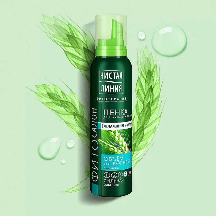 Пенка для укладки волос Чистая линия объем от корней 150мл ж/б