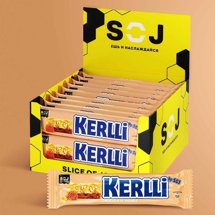 Батончик злаковый SOJ Kerlli  с мёдом в  молочном шоколаде 50гр м/у