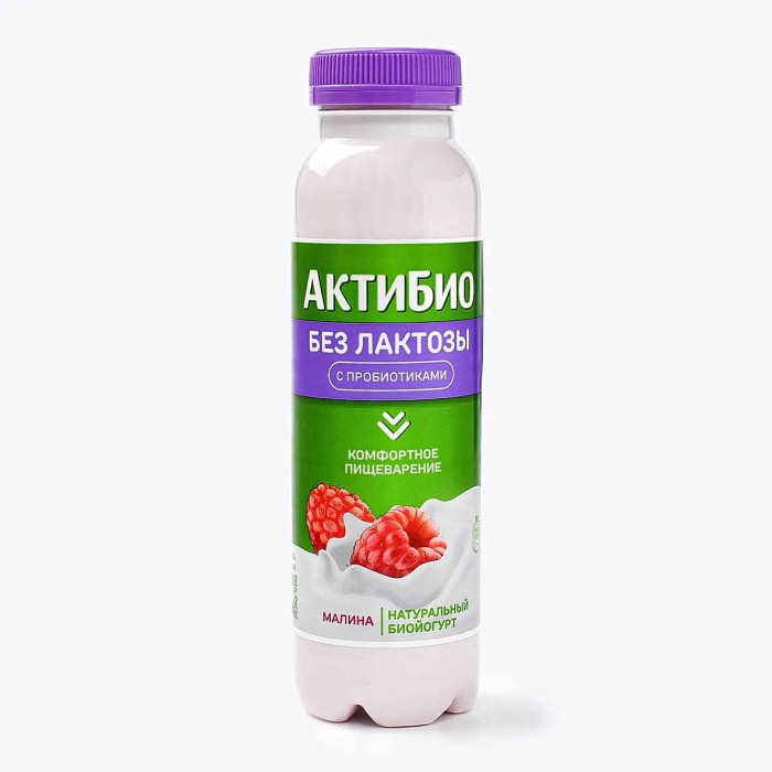 Биойогурт питьевой Актибио без лактозы малина 1,5% 260гр пэт