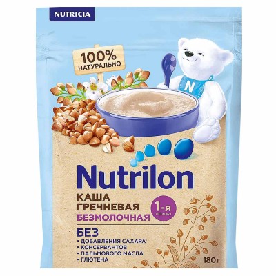 Каша Nutrilon гречневая безмолочная с 4мес 180гр д/п