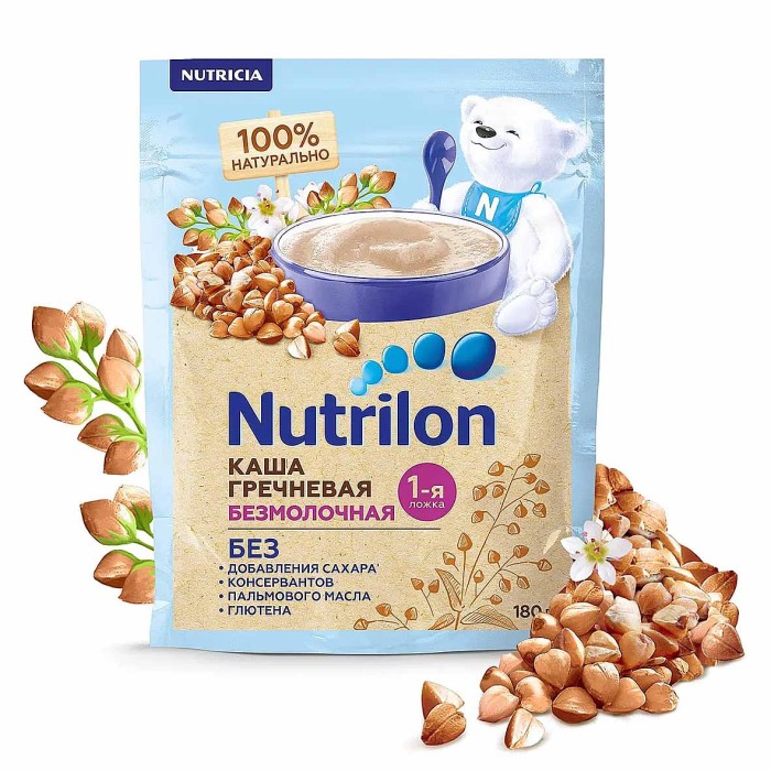 Каша Nutrilon гречневая безмолочная с 4мес 180гр д/п