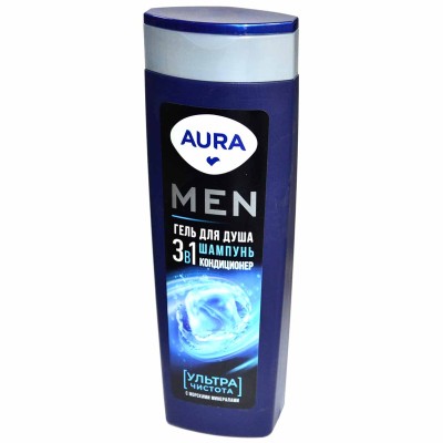 Гель для душа Aura Men 3в1 Ультра чистота  380мл пэт