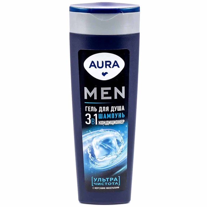 Гель для душа Aura Men 3в1 Ультра чистота  380мл пэт