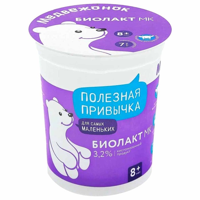 Биолакт МК Медвежонок с сахаром 3,2% с 8мес 180гр пэт