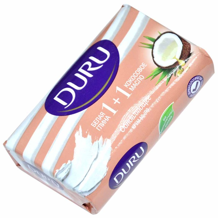 Мыло Duru 1+1 Глина и масло кокосовое 80гр м/у