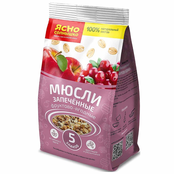 Мюсли Ясно солнышко запеченные фруктово-ягодные 300гр м/у