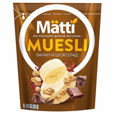 Гранола мюсли Mätti  Банан-шоколад 250гр д/п