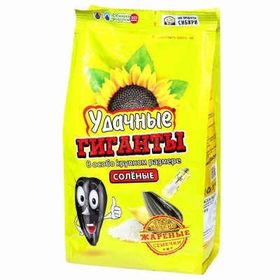 Семечки подсолнечника Удачные Гиганты соленые 250гр м/у