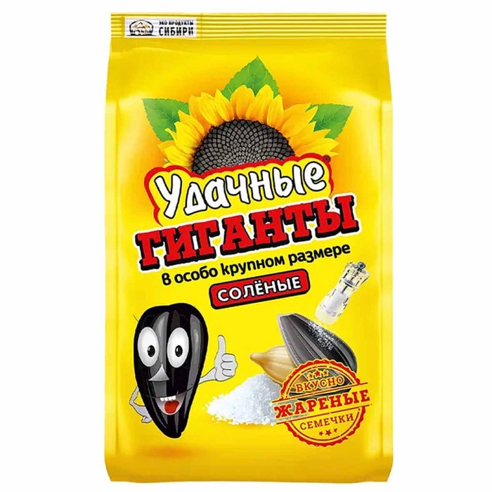 Семечки подсолнечника Удачные Гиганты соленые 250гр м/у