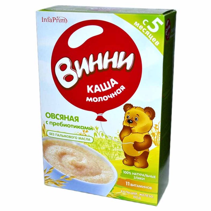 Каша Винни овсяннаямолочная с пребиотиками с 5мес 200гр к/у