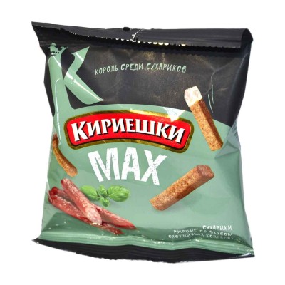 Сухарики Кириешки Max ржаные вкус охотничьи колбаски 40гр м/у