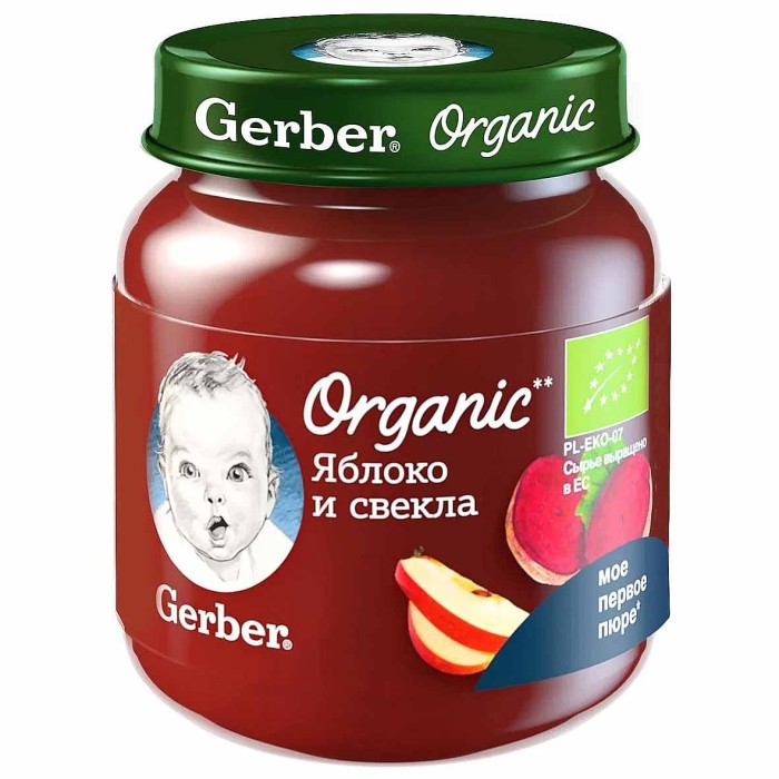 Пюре Gerber яблоко и свекла с 5мес 125гр ст/б