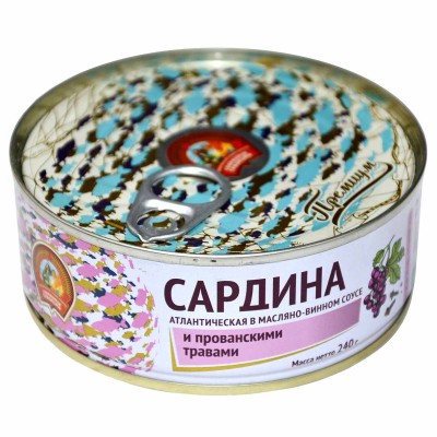 Сардина Сохраним Традиции атлантическая в масляно-винном соусе и прованскими травами 240гр ж/б