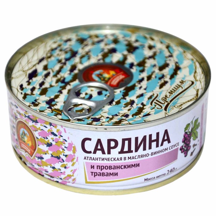 Сардина Сохраним Традиции атлантическая в масляно-винном соусе и прованскими травами 240гр ж/б