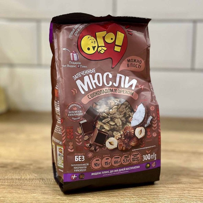 Мюсли Ого! запеченные с шоколадом и орехом 300гр м/у