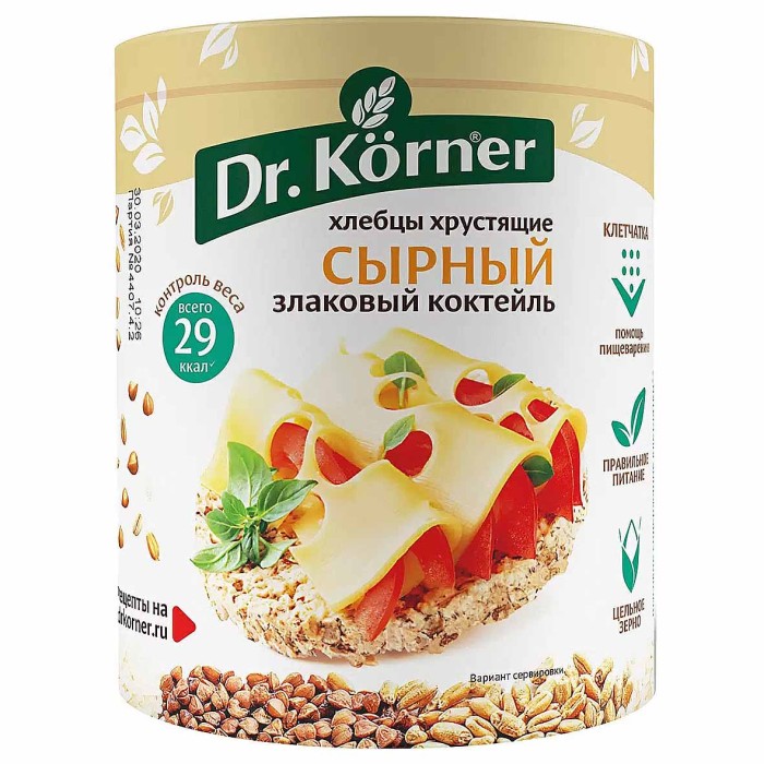 Хлебцы Dr.Korner злаковый коктейль сырный 100г р м/у/20шт/