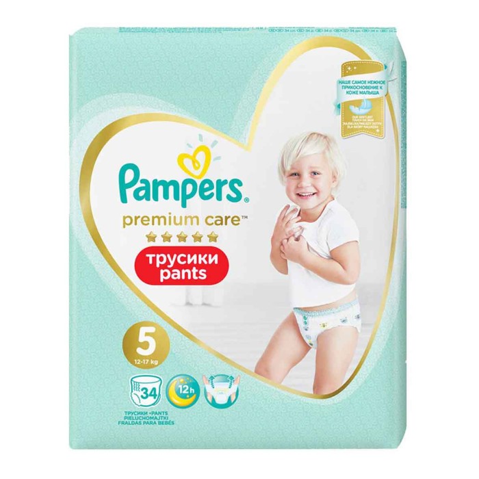 Подгузники-трусики Pampers Premium Care Pants Junior (12-17кг) 34шт м/у*