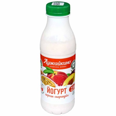 Йогурт Лужайкино персик-маракуйя 2,5% 450гр пэт