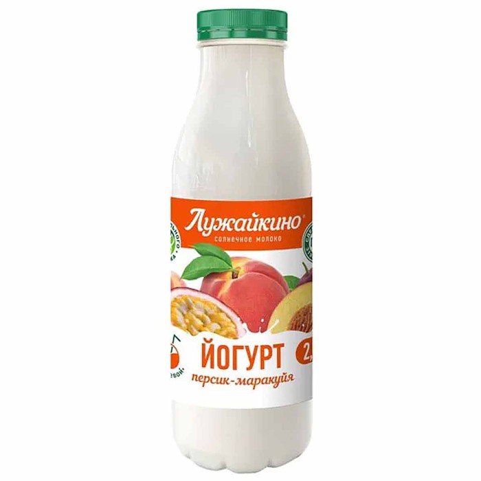Йогурт Лужайкино персик-маракуйя 2,5% 450гр пэт