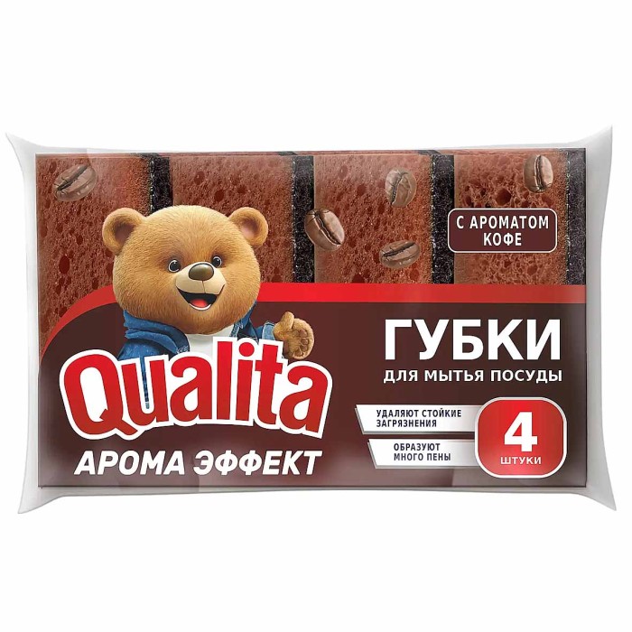Губки для посуды Qualita Aroma effect 4шт м/у