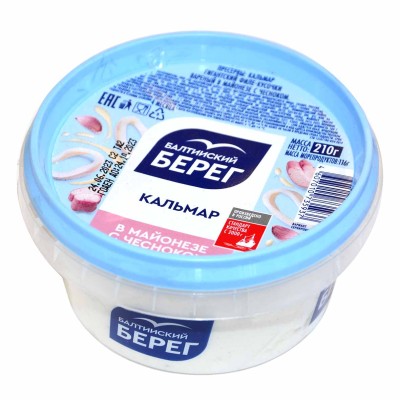 Кальмар Балтийский берег в чесночном соусе 210гр пэт
