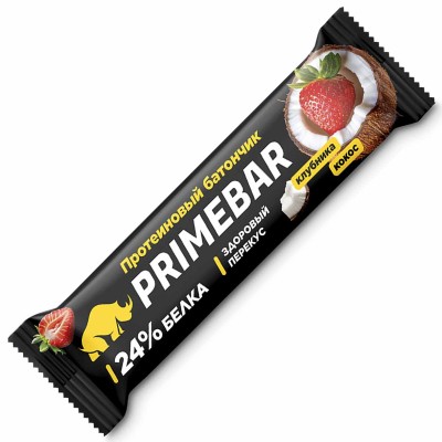 Батончик Primebar клубника и кокос протеиновый 40гр м/у