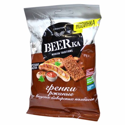 Гренки BEERka ржаные вкус баварская колбаска 60гр м/у