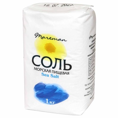 Соль морская Mareman пищевая 1кг м/у