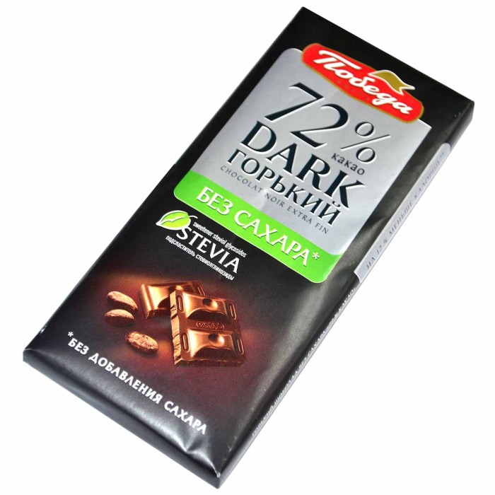 Шоколад Победа горький какао без сахара 72% 100гр