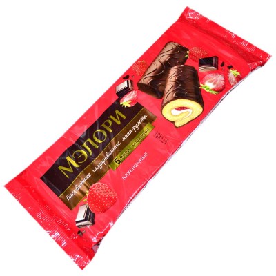 Мини-рулеты Мэлори глазированный клубничные 200гр м/у