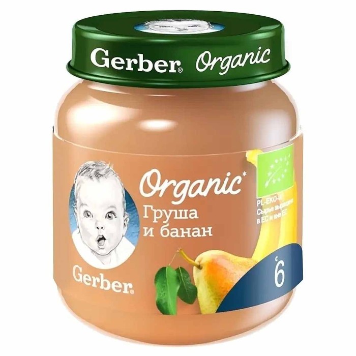 Пюре Gerber груша-банан с 6мес 125гр ст/б