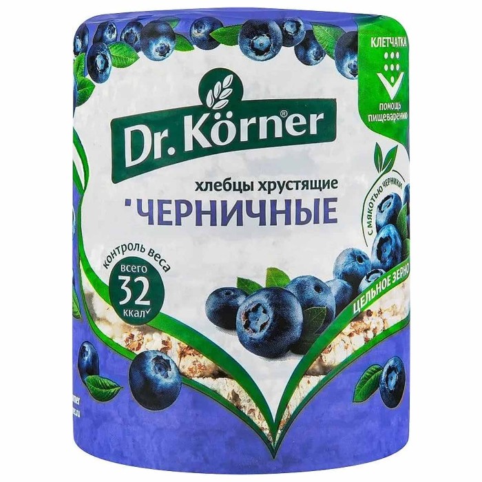 Хлебцы Dr.Korner злаковый коктейль черничный 100гр м/у
