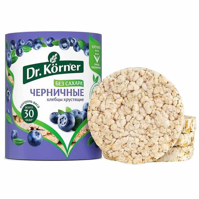 Хлебцы Dr.Korner злаковый коктейль черничный 100гр м/у