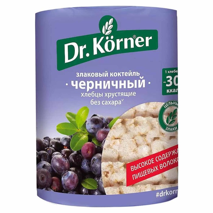 Хлебцы Dr.Korner злаковый коктейль черничный 100гр м/у