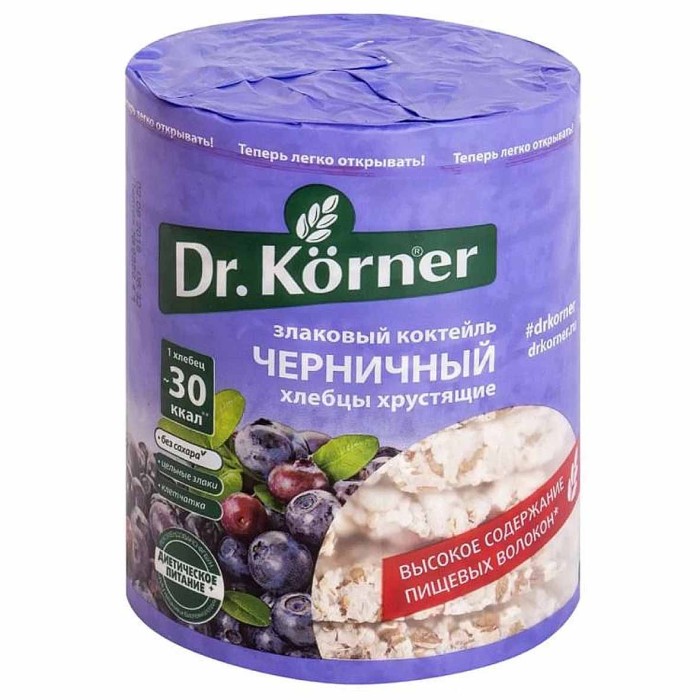 Хлебцы Dr.Korner злаковый коктейль черничный 100гр м/у