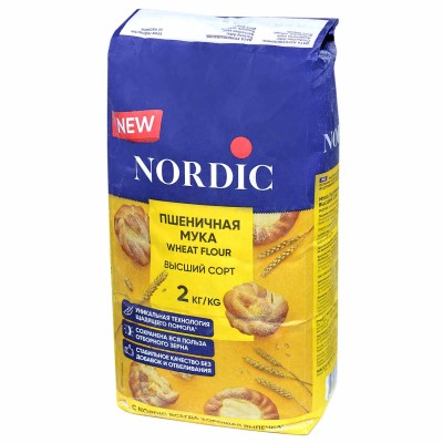 Мука Nordic пшеничная высший сорт 2кг м/у