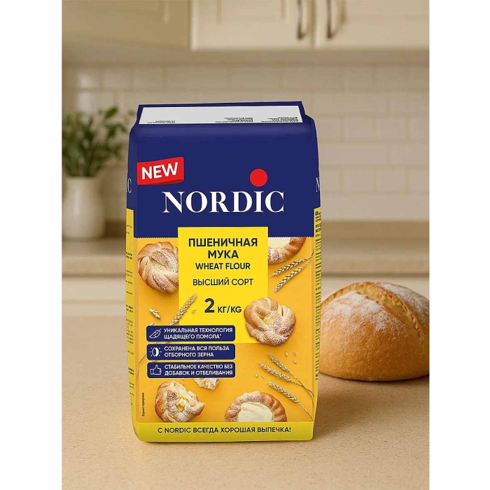 Мука Nordic пшеничная высший сорт 2кг м/у