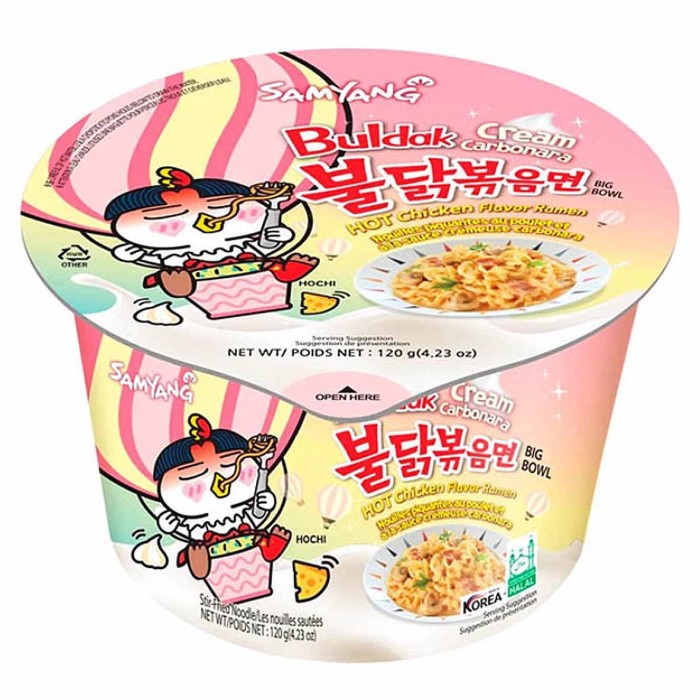 Лапша Hot ChickenBig Bowl  с кремом карбонара 120гр тарелка