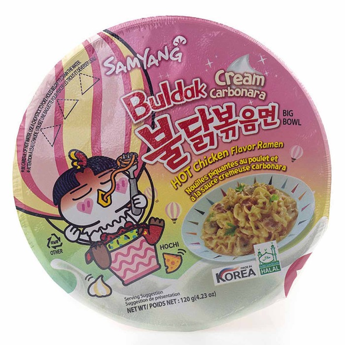 Лапша Hot ChickenBig Bowl  с кремом карбонара 120гр тарелка