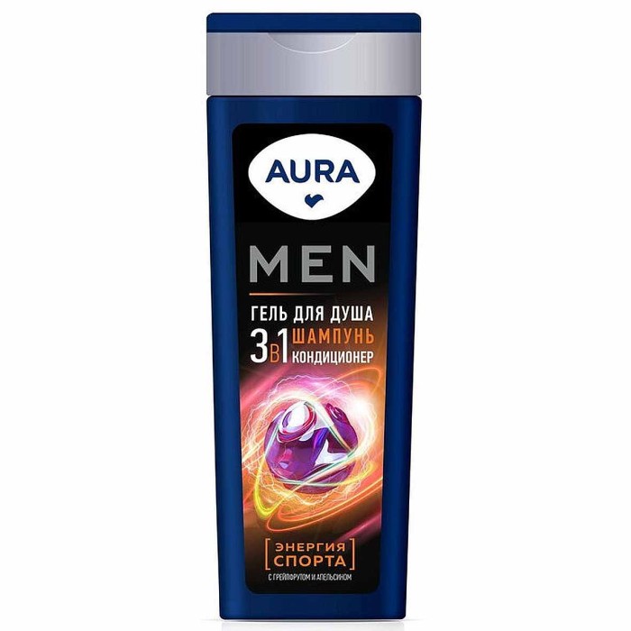 Гель для душа Aura Men 3в1 Энергия спорта 380мл пэт