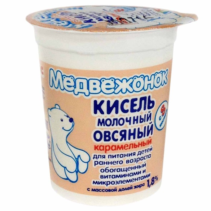 Кисель молочный Медвежонок овсяный карамель с 8мес 1,8% 200гр пэт