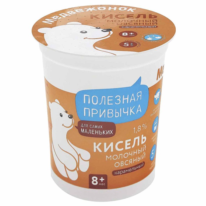 Кисель молочный Медвежонок овсяный карамель с 8мес 1,8% 200гр пэт