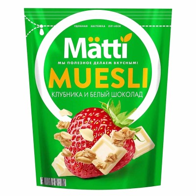 Гранола мюсли Mätti Клубника-белый шоколад  250гр д/п