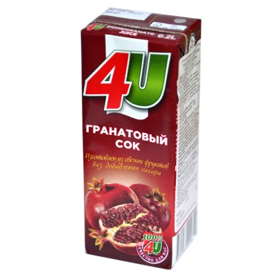 Сок 4u гранатовый 0,2л т/п