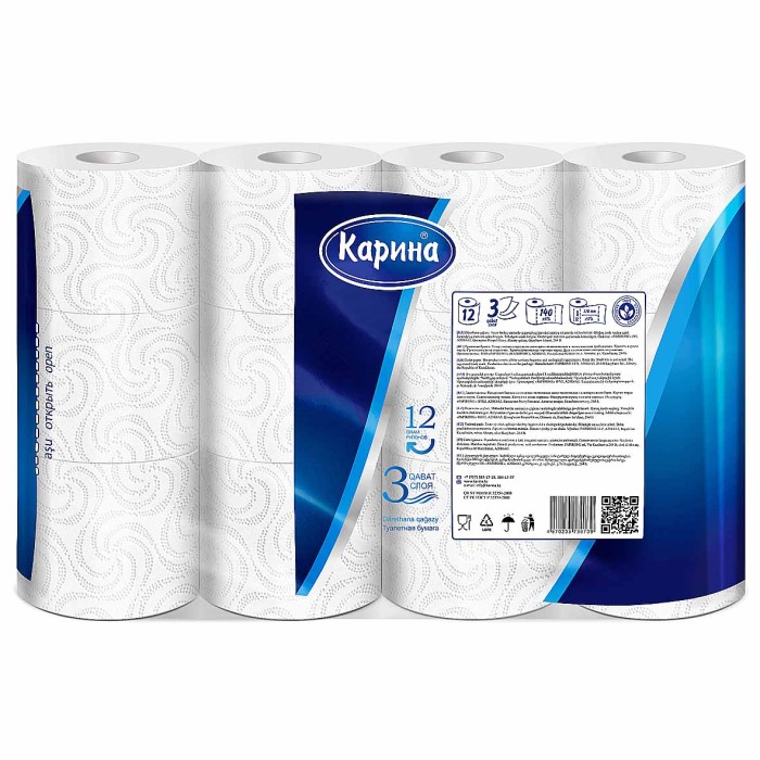 Бумага туалетная Карина 3сл 12шт м/у