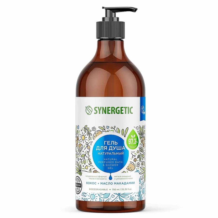 Гель для душа Synergetic Кокос и масло макадамии 750мл пэт