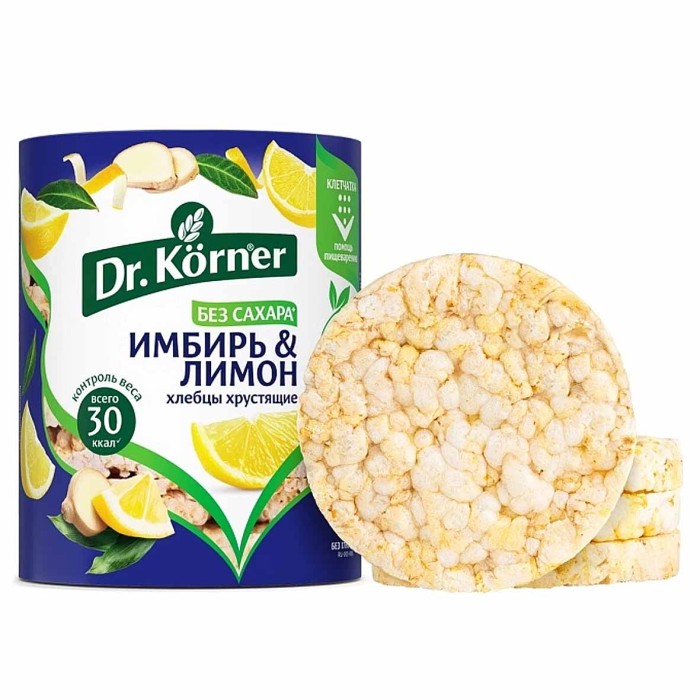 Хлебцы Dr.Korner кукурузно-рисовые имбирь и лимон 90гр м/у