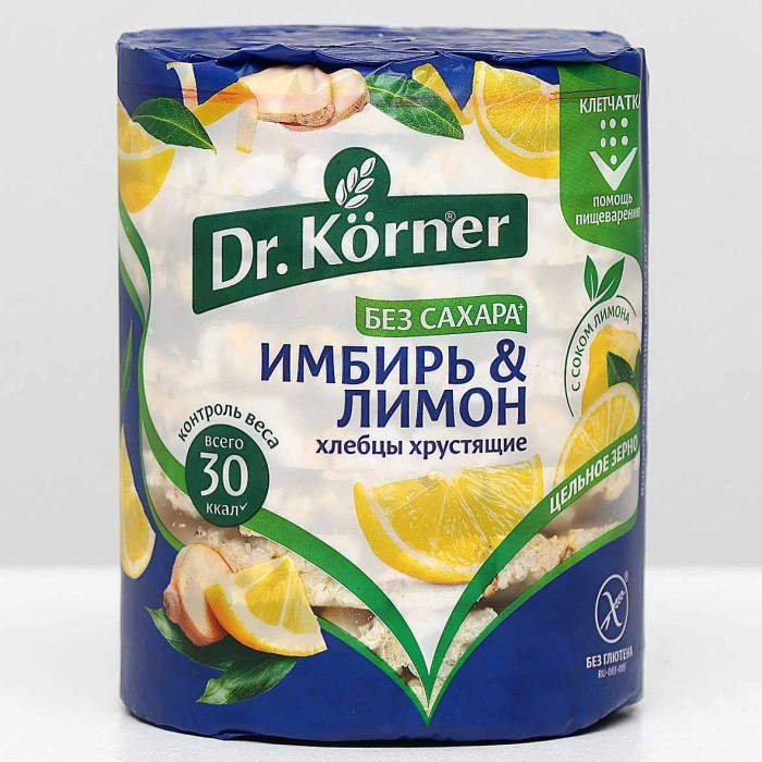 Хлебцы Dr.Korner кукурузно-рисовые имбирь и лимон 90гр м/у