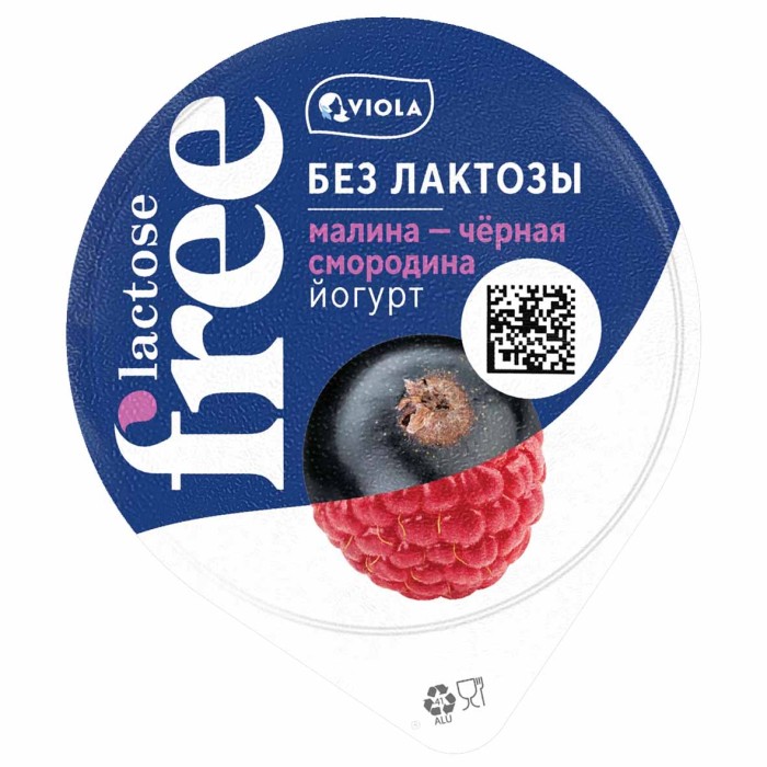 Йогурт Viola безлактозный малина-черная смородина 2,7% 180гр пэт